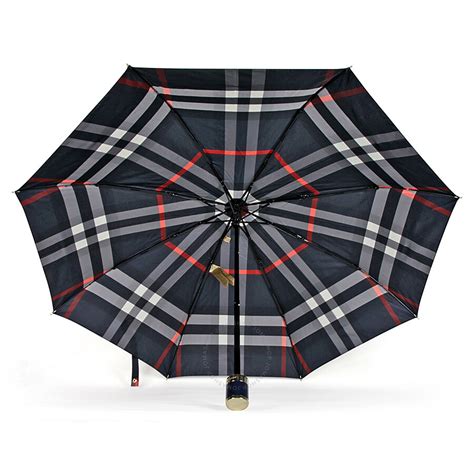 burberry navy plaid folding umbrella new stamp on handle|Designer Umbrellas .